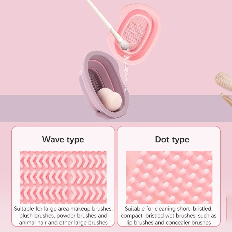 Foldable Silicone Makeup Brush Cleaning Bowl | Washing Tool