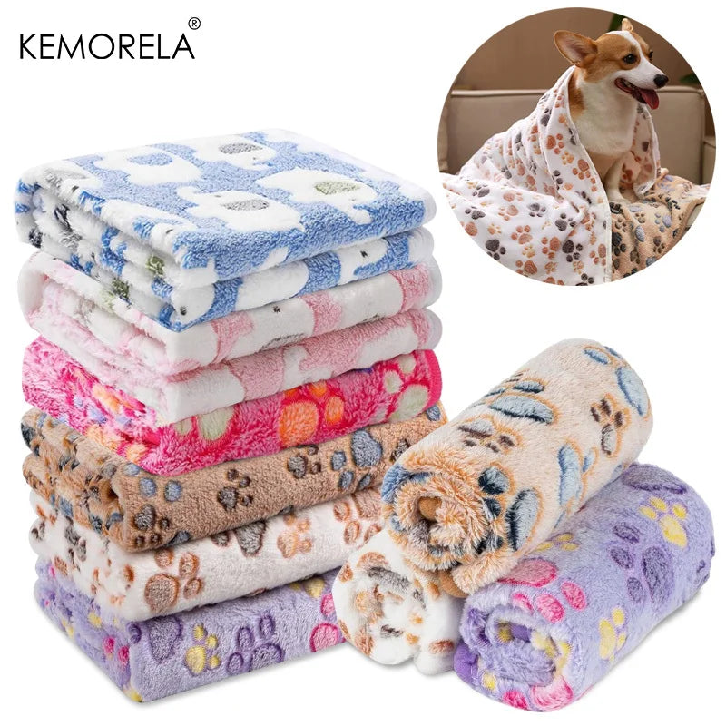 Soft Fluffy Pet Blanket – Paws & Elephant Pattern | Cats & Dogs