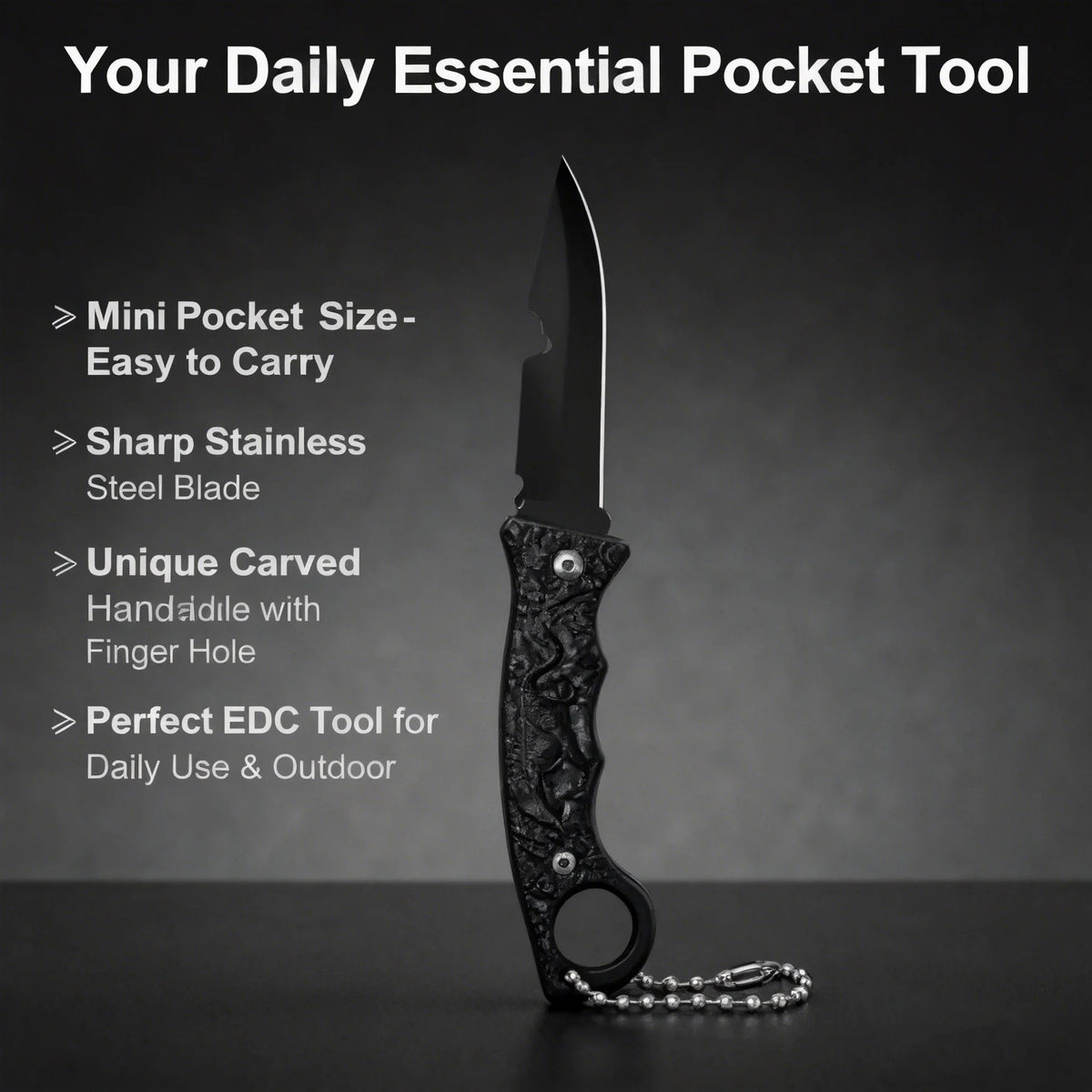 YRIDEFE Mini EDC Fixed Blade Knife – Tiger Handle Outdoor