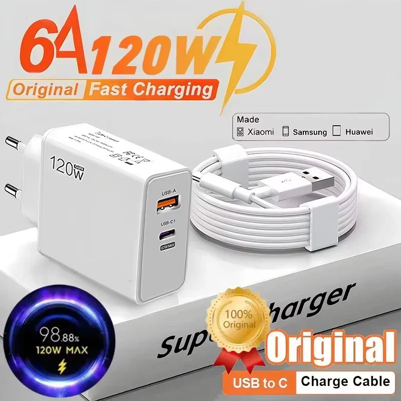 120W GaN USB-C PD Fast Charger | iPhone Samsung Multi-Port