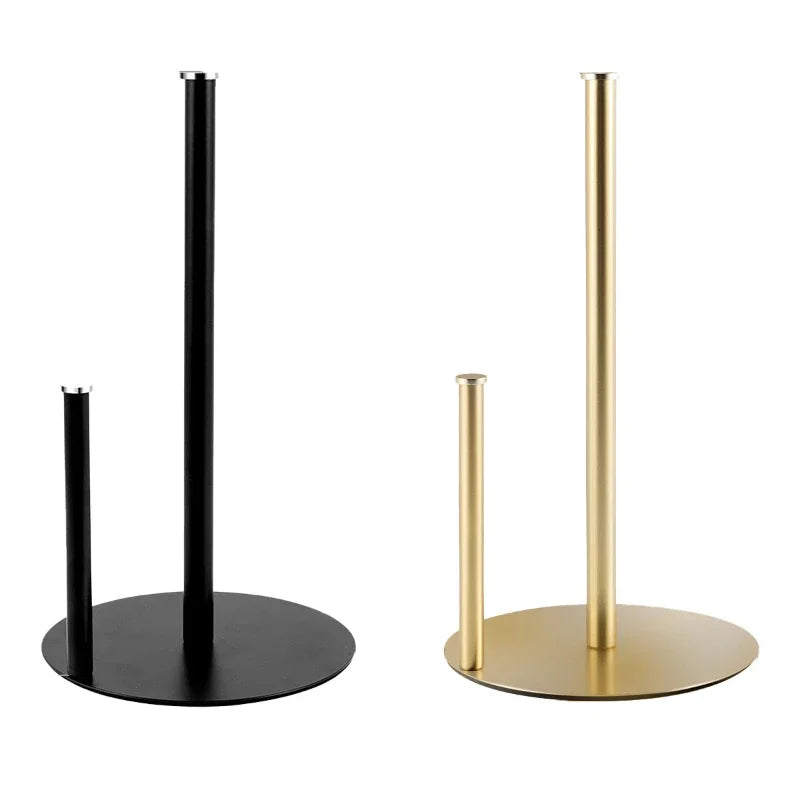 Gold Double Pole Paper Towel & Cling Film Holder Kitchen Rack