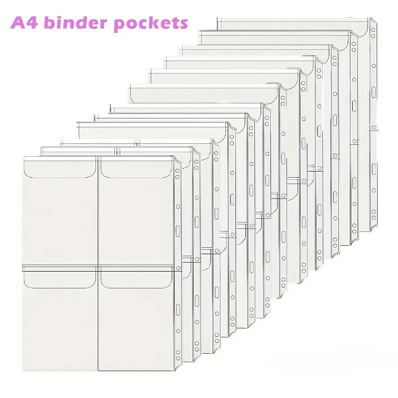 A4 Binder Pockets 12 PCS – Cash Envelope & Document Organizer