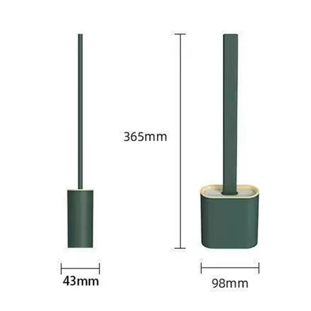 Silicone Toilet Brush & Holder Set – 360° Long Handle