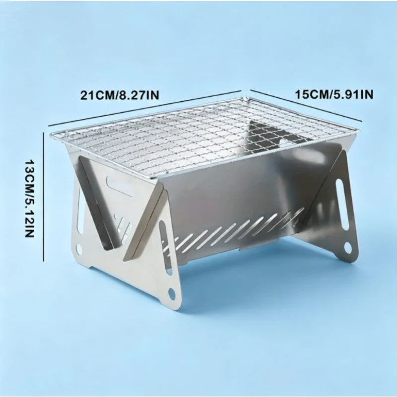 Portable Folding Stainless Steel Charcoal Grill for Camping