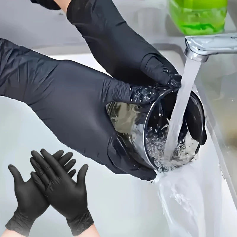 Black Disposable Nitrile Gloves – Latex Free & Oil-Proof (100pk)