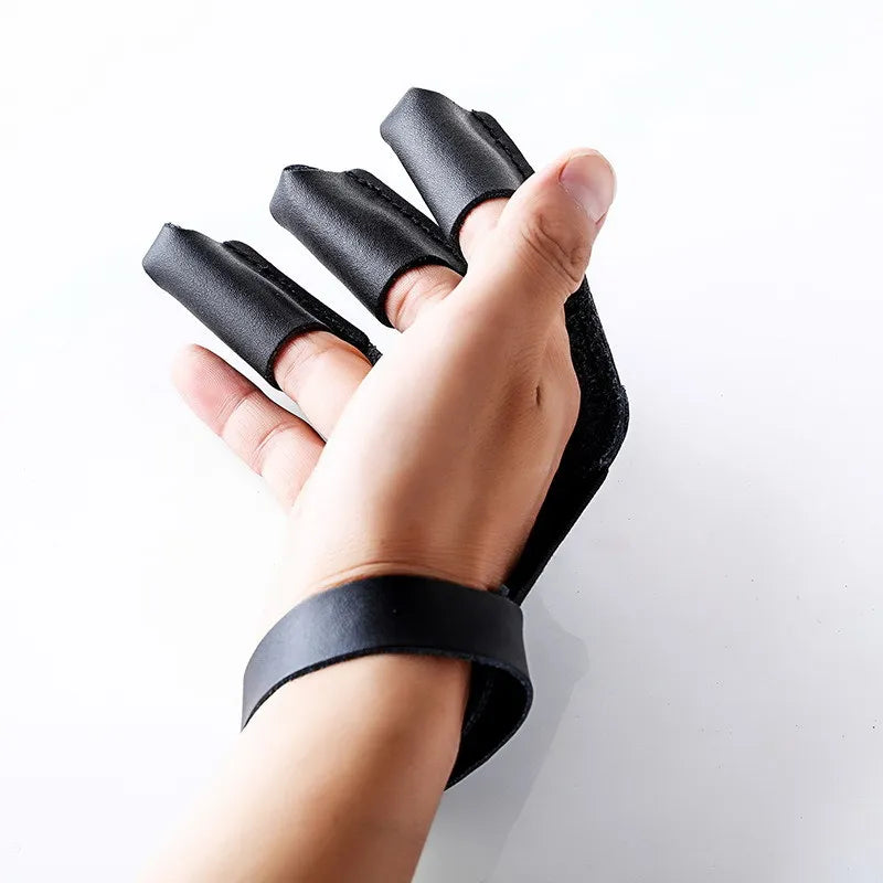Archery Finger Guard Cowhide Three Glove Shooting Protection Wear