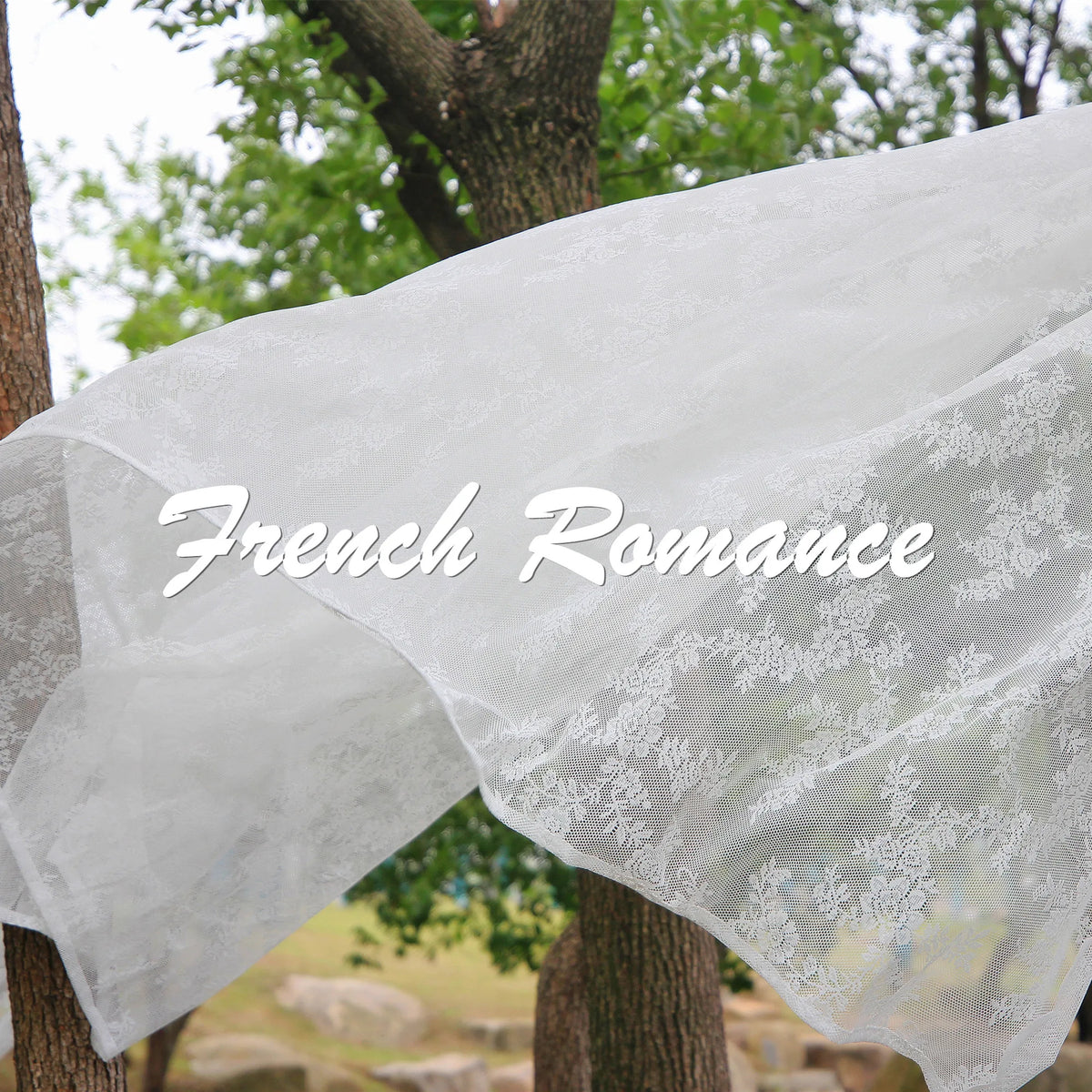 White Floral Lace Sheer Curtains | Rod Pocket Voile Drapes