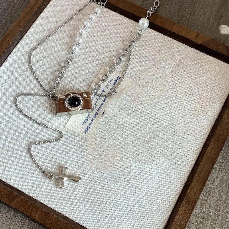 Vintage Camera Pendant Necklace – Y2K Kpop Punk Unisex