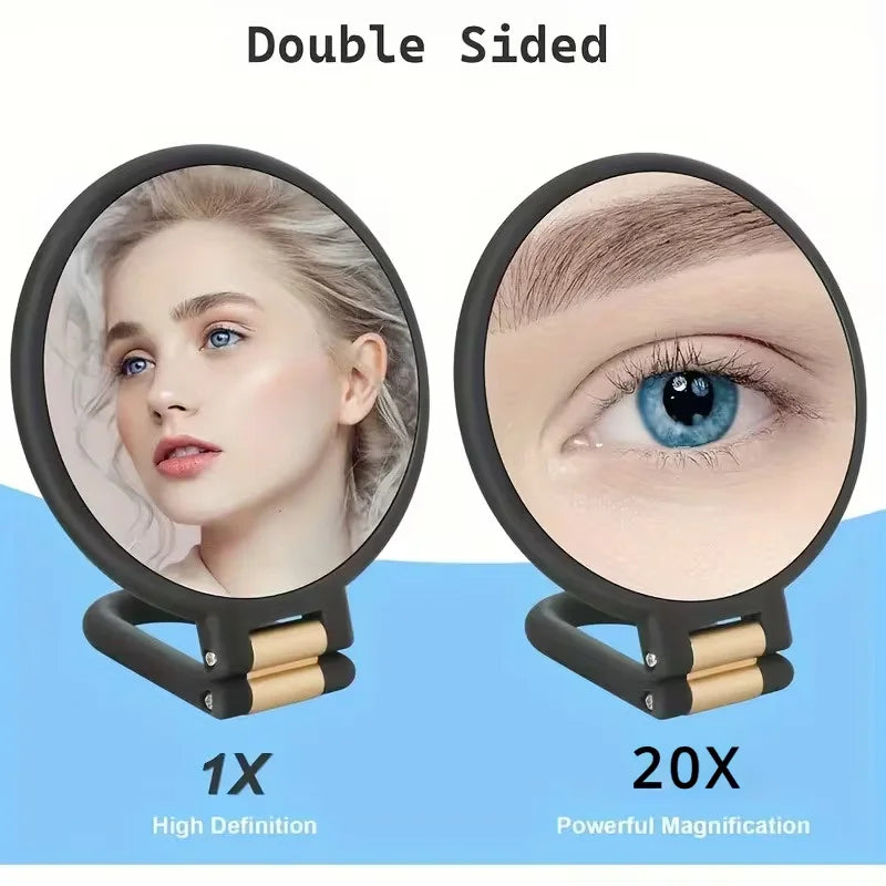 Double-Sided Handheld Makeup Mirror | 20x Magnification Foldable