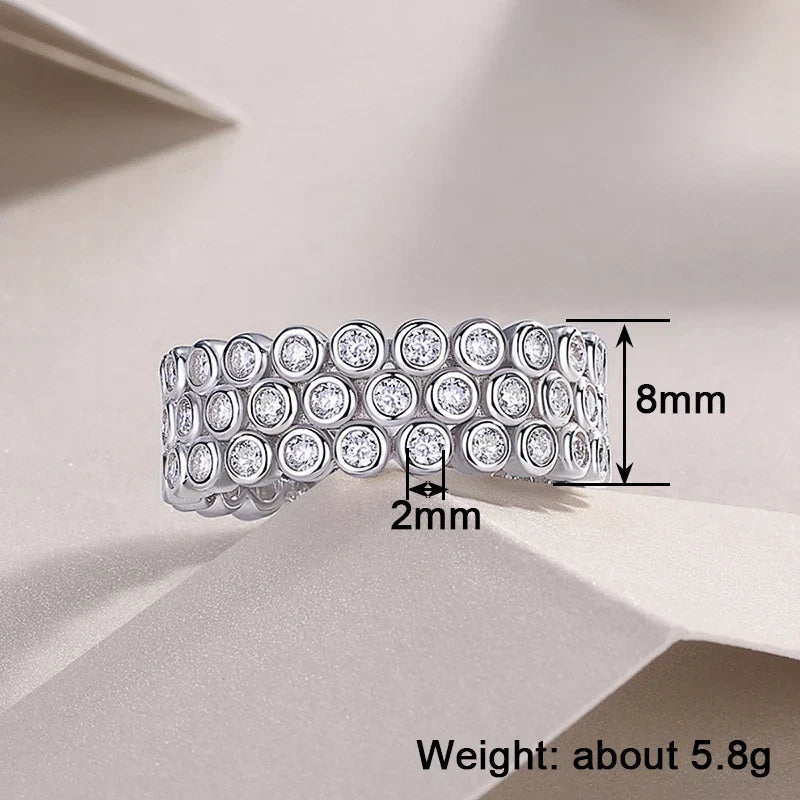 Huitan Silver Cubic Zirconia Wedding Band Ring | Women's