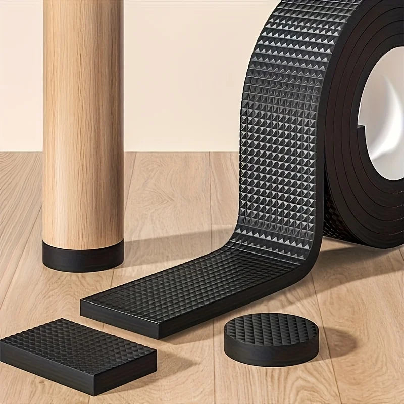 Black Anti-slip Chair Leg Pads Trimmable Silent Noise-reducing