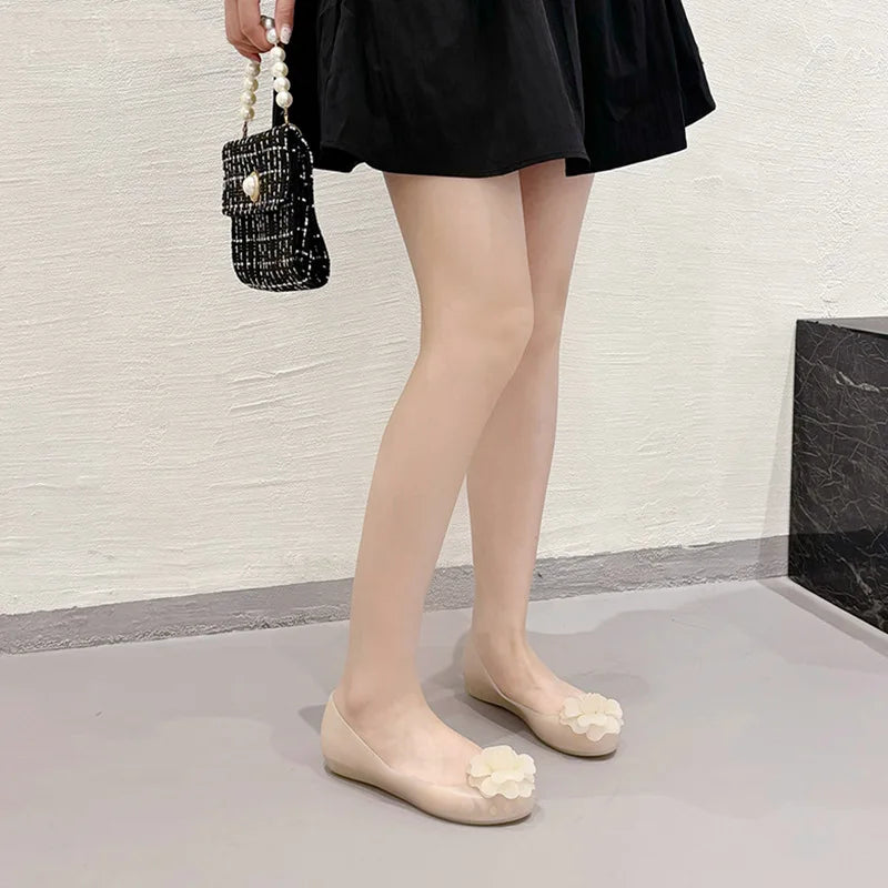 Women's Floral Jelly Flat Sandals – Soft Slip-On Beach Shoes