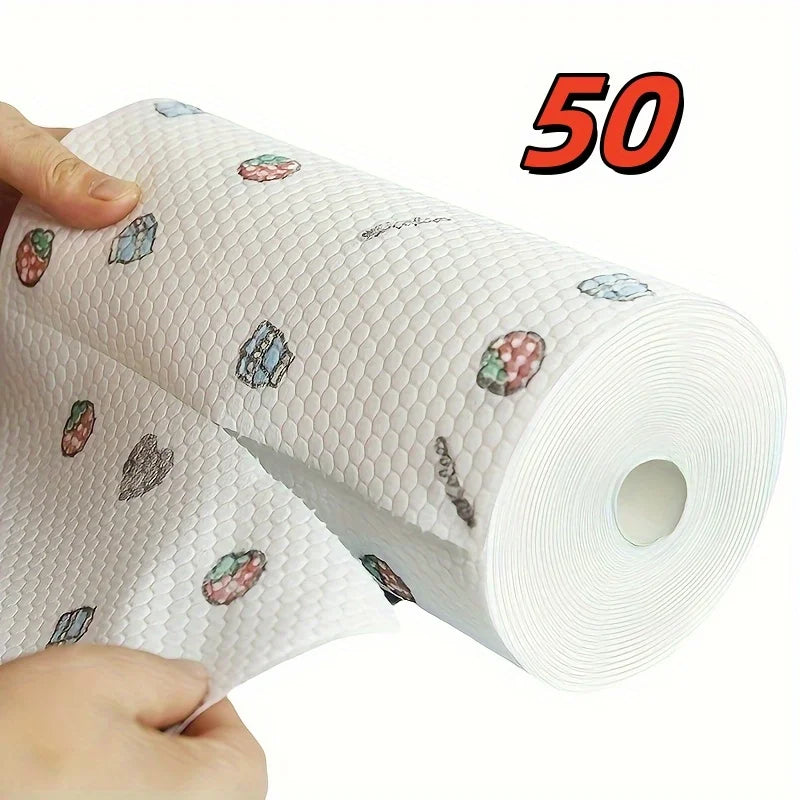 50 Roll Dishcloth Absorbent Thickened Kitchen Paper Dry Wet Use Non