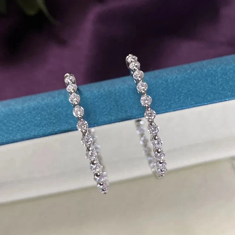 Huitan Silver Hoop Earrings – Cubic Zirconia Circle Jewelry