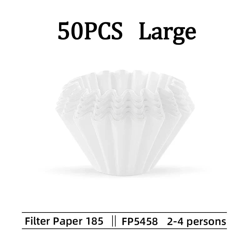 50-Pack White Coffee Paper Filters for 1–4 Cup Coffee Makers