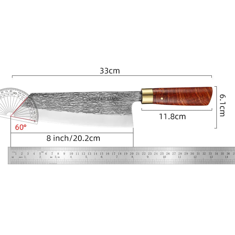 XUAN FENG Hand Forged Chef's Knife – D2 Steel, Wood Handle