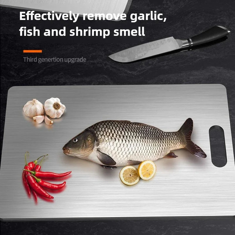 316 Stainless Steel Cutting Board – Reversible 2-in-1 Non-Slip