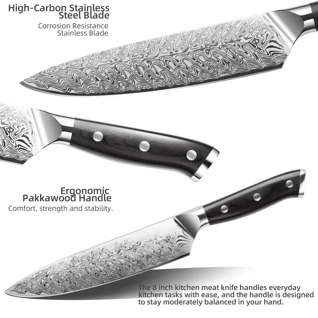 Damascus Steel Santoku Chef's Knife – Sharp Japanese Kitchen Knife