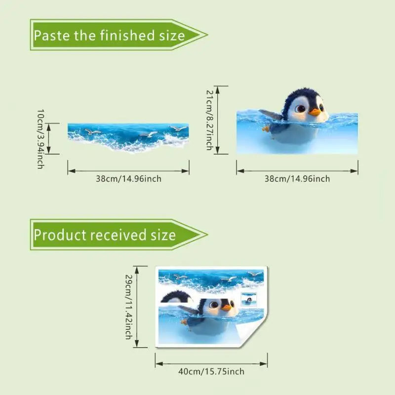 Cute Penguin Toilet Stickers – Waterproof Bathroom Decals