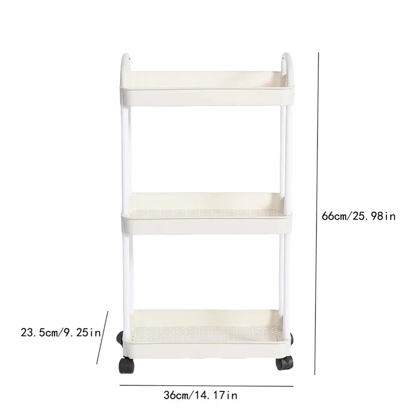 3/4-Tier Rolling Storage Cart with Lockable Wheels | Kitchen & Bath