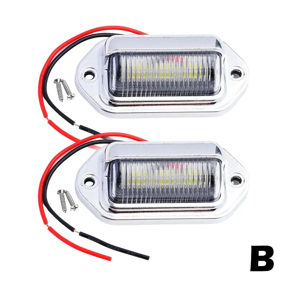 Universal Silver 6 Led License Plate Tag Lights Lamps Truck Suv