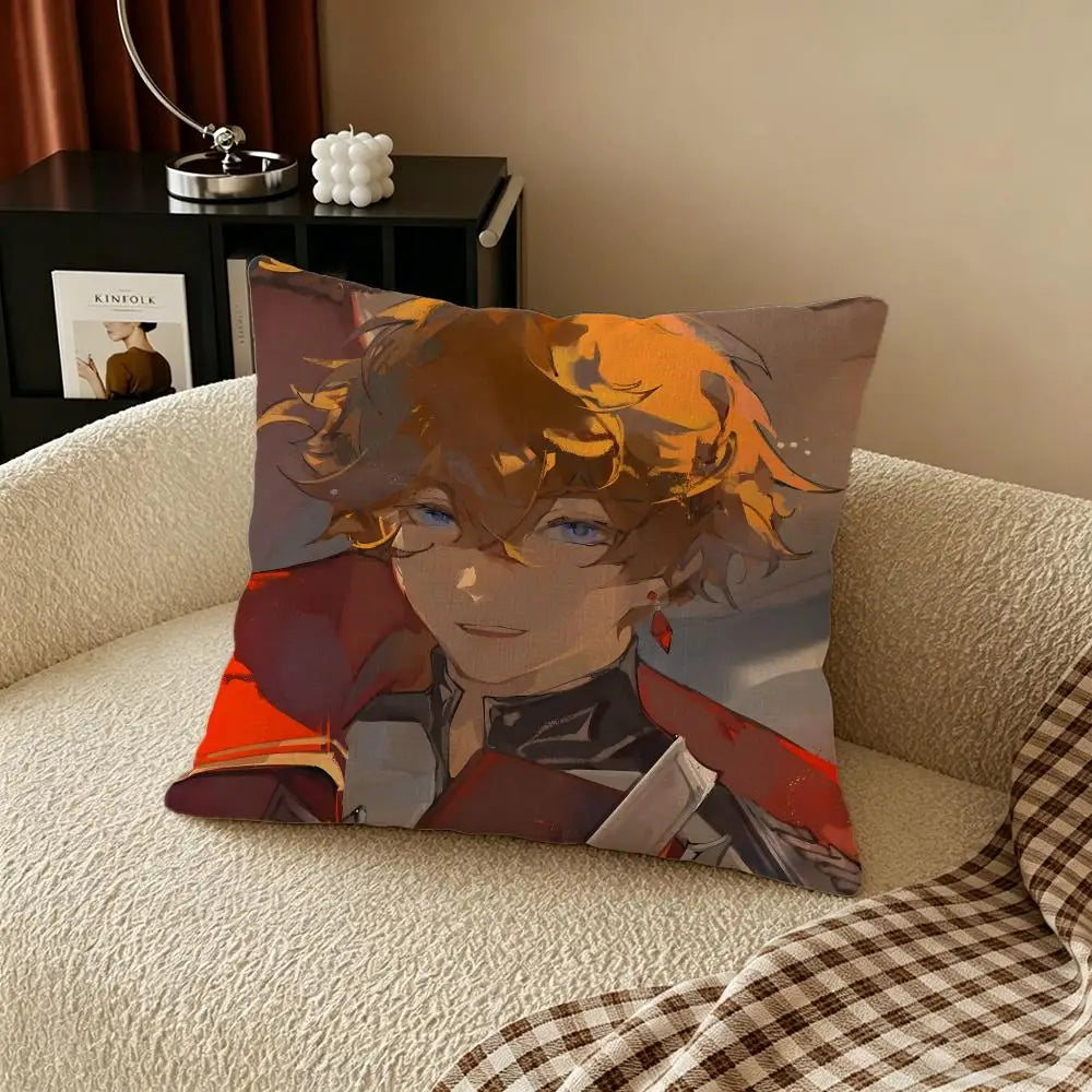 Genshin Impact Tartaglia Linen Cushion Cover | Sofa & Bedroom