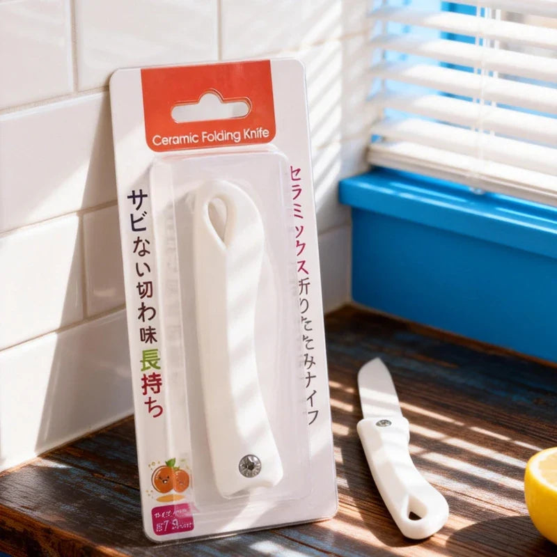 Folding Ceramic Fruit Peeler – Portable Mini Apple & Melon Knife