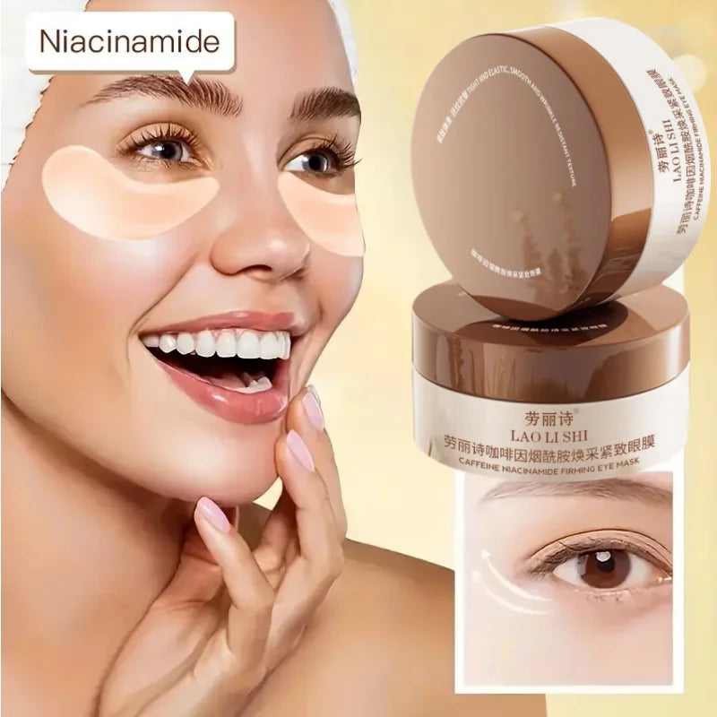 60-Pack Caffeine Peptide Eye Masks – Hyaluronic Acid & Niacinamide