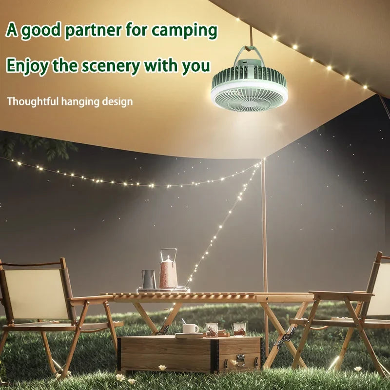URGGU Rechargeable Camping Fan with LED Light | 3 Speeds