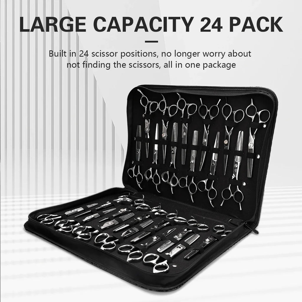 Leather Barber Scissor Bag – Large Capacity Salon Tool Organizer