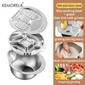 KEMORELA 3-in-1 Stainless Steel Rice Washer Bowl & Colander