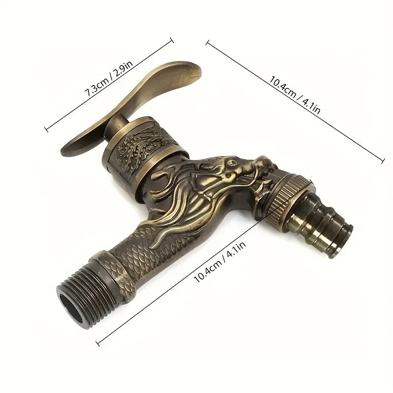 Golden Dragon Wall-Mounted Cold Water Faucet | Vintage Style