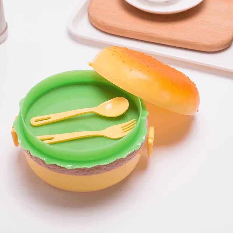 Hamburger Lunch Box Double Tier Cute Burger Bento Microwave Food