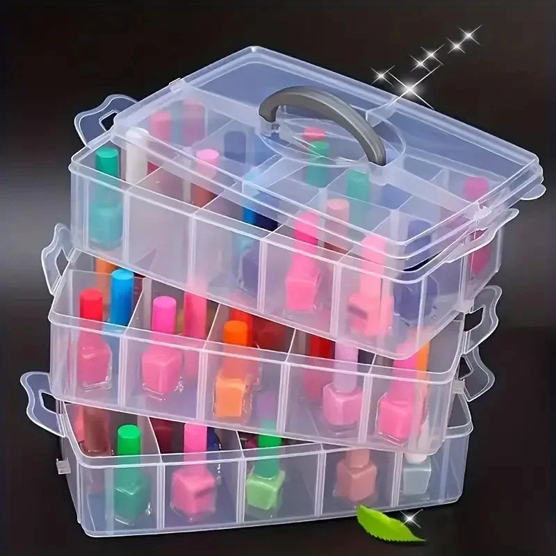 3-layer Transparent Storage Box Stackable Portable Craft Bead Plastic