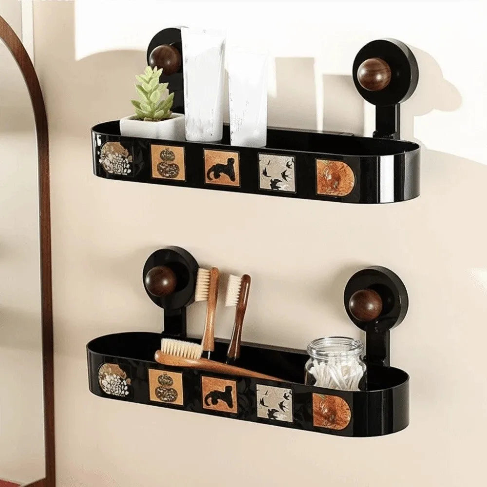 Punch-Free Suction Cup Bathroom Shelf | Wall Mounted Organizer