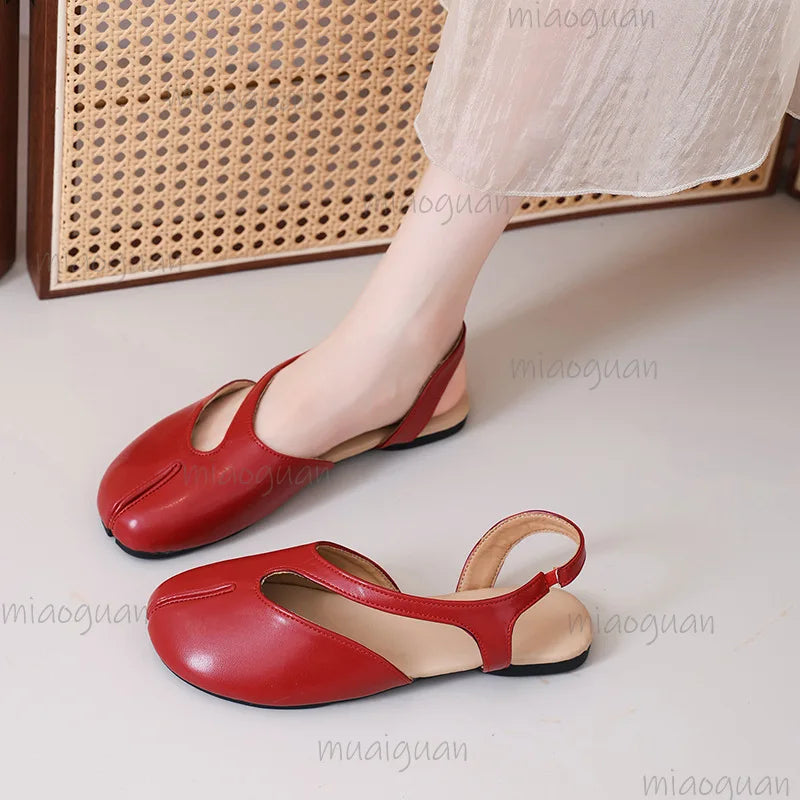 Women's Split Toe Flat Sandals – Slingback Mary Jane Summer Shoes