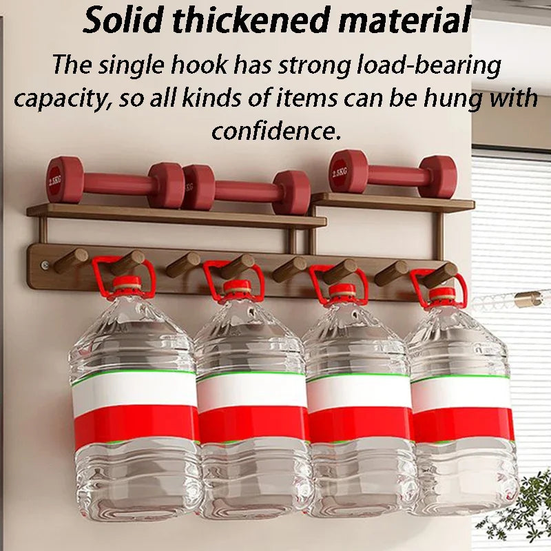 Wall Mounted Bamboo Coat Rack with Shelf & 8 Hooks