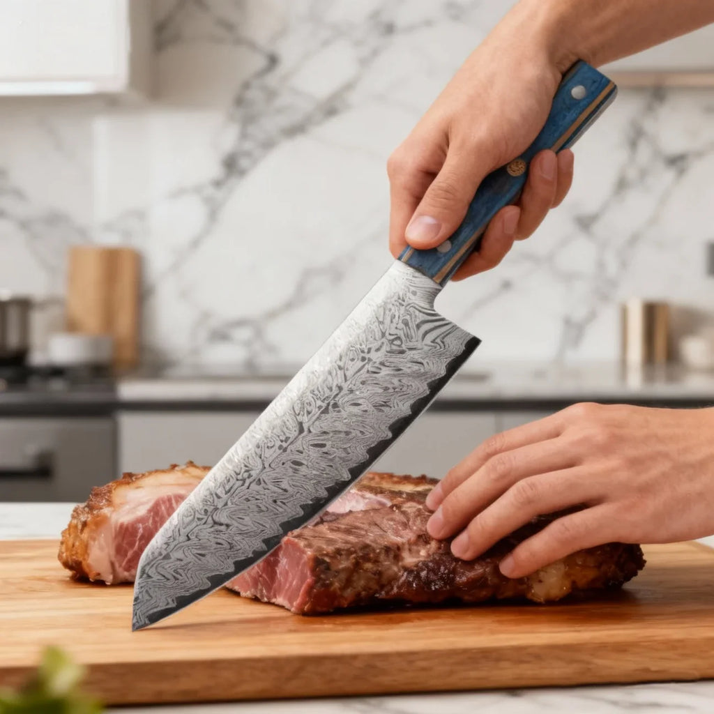 Damascus Steel Chef's Knife – 20cm Japanese-Style Kitchen Cleaver