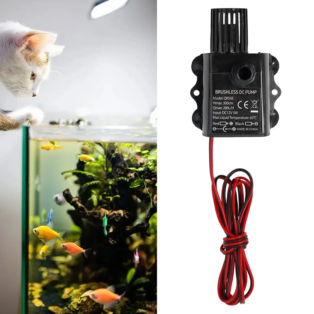 12V Brushless Submersible Water Pump 5W 280L/H – Aquarium & Pond