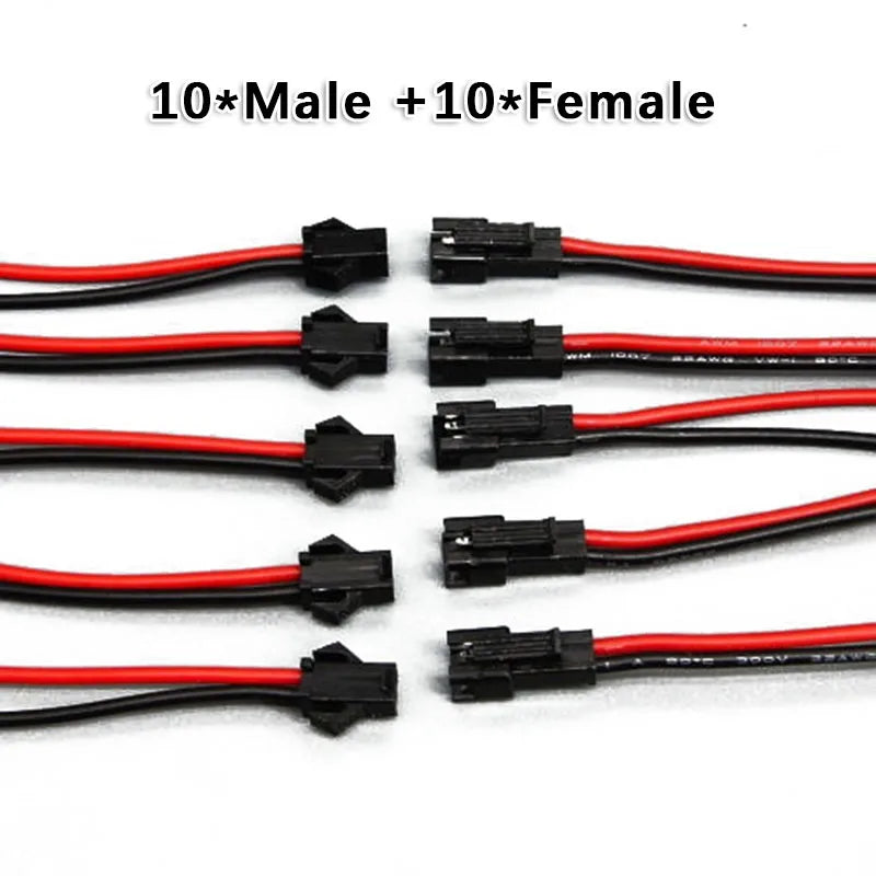 2.54mm SM 2-Pin Connector Cables for LED Strips – 5 or 10 Pairs