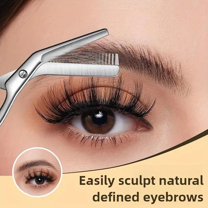 Stainless Steel Eyebrow Scissors with Comb – Precision Grooming