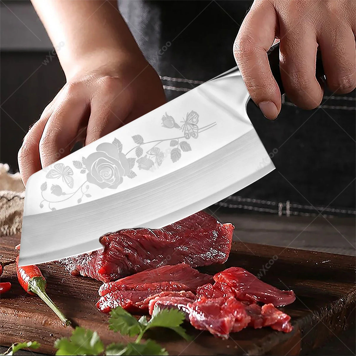 WXCOO 7.8" Chinese Cleaver | 5Cr15 Steel Chef & Butcher Knife