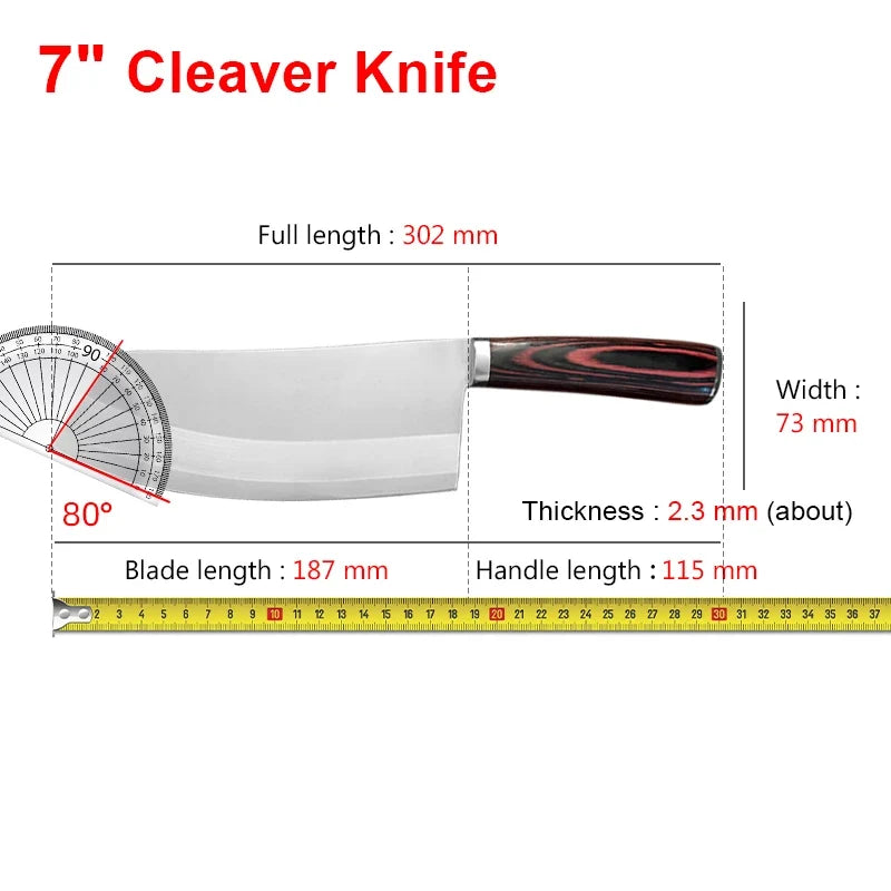 InLeung Professional Cleaver Knife – Stainless Steel Wood Handle