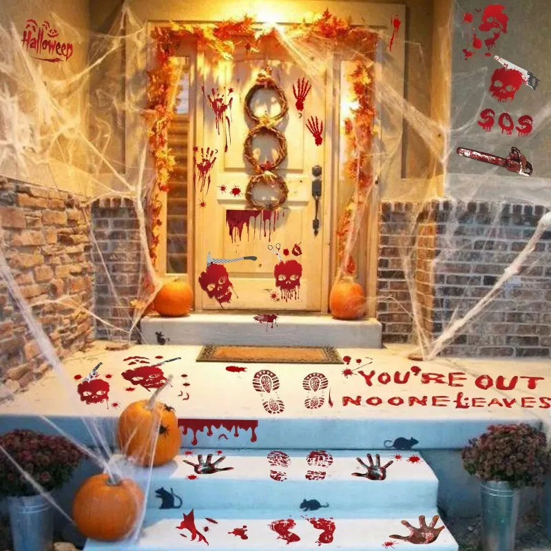 Halloween Decoration Horror Bloodstain Wall Sticker Handprint Blood