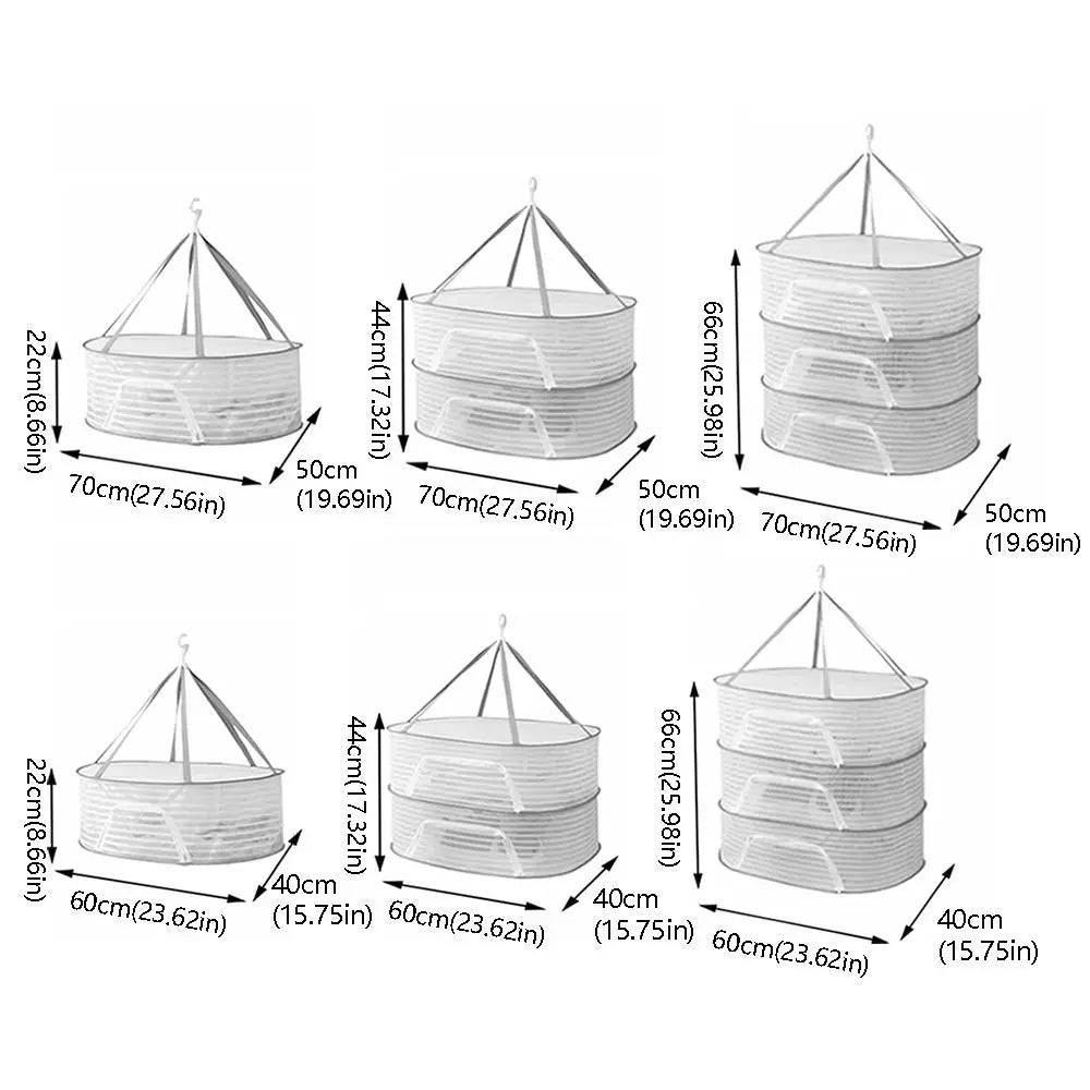 Foldable 1/2/3 Layer Hanging Drying Net | Herbs Fish Veggies