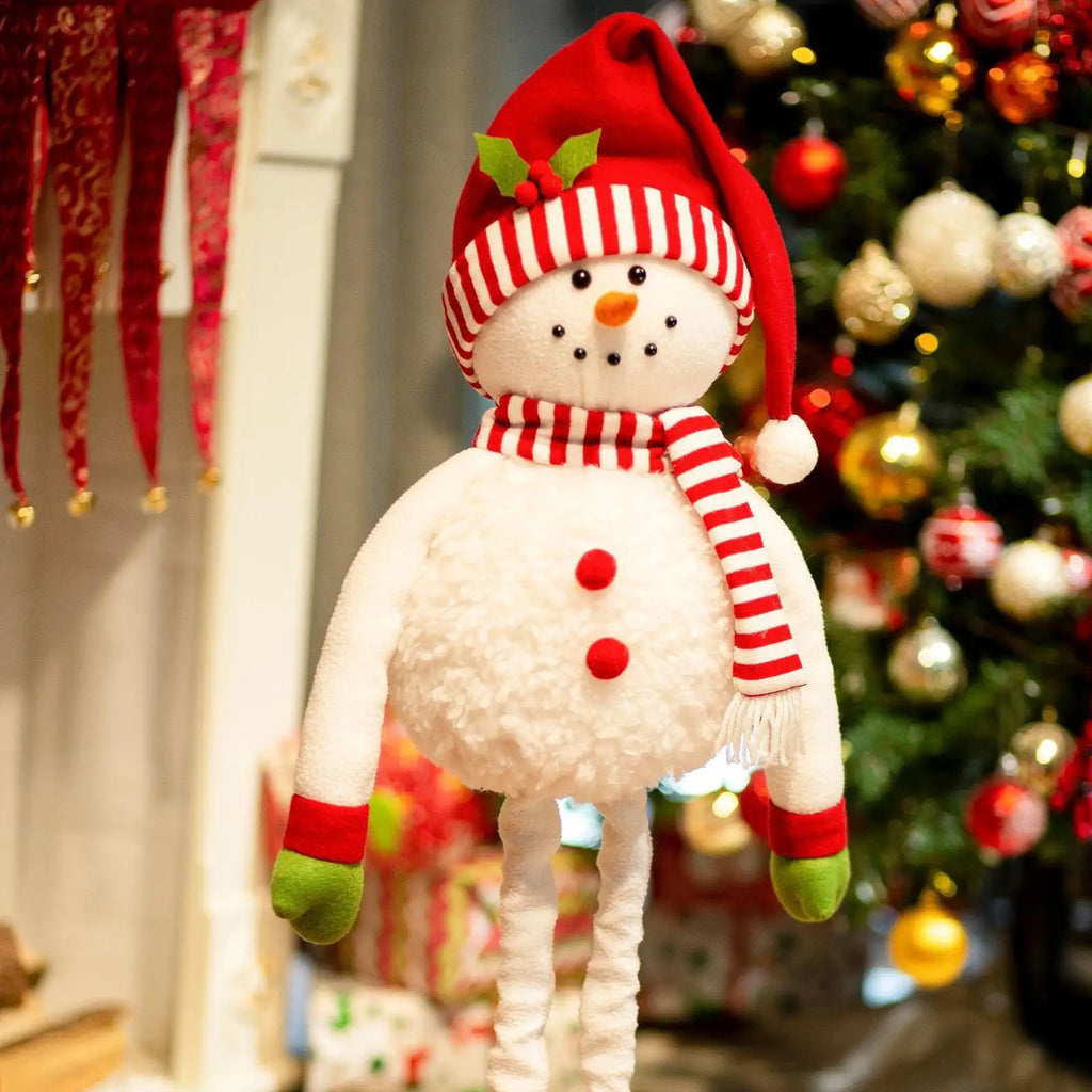 Christmas Plush Standing Snowman Decor | Retractable Leg Centerpiece