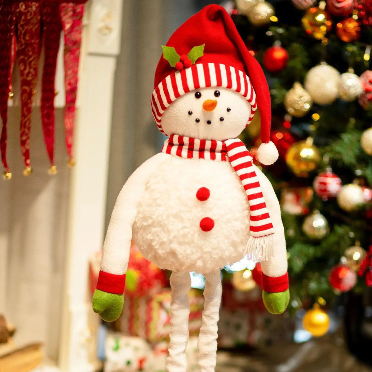 Christmas Plush Standing Snowman Decor | Retractable Leg Centerpiece