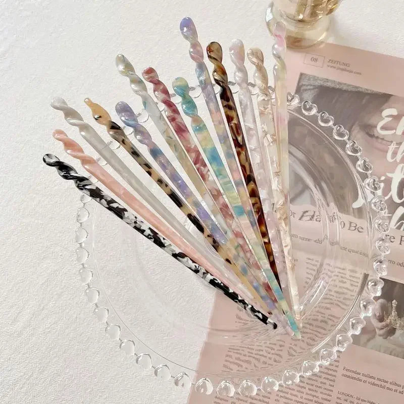 Chinese Acetate Hair Sticks – Vintage Chopstick Hairpin for Women