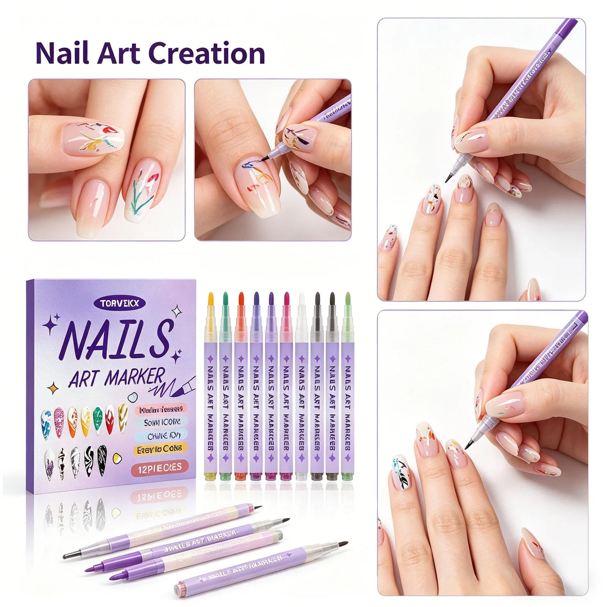 Nail Art Pen – Fine Tip, Waterproof, Quick Dry DIY Marker