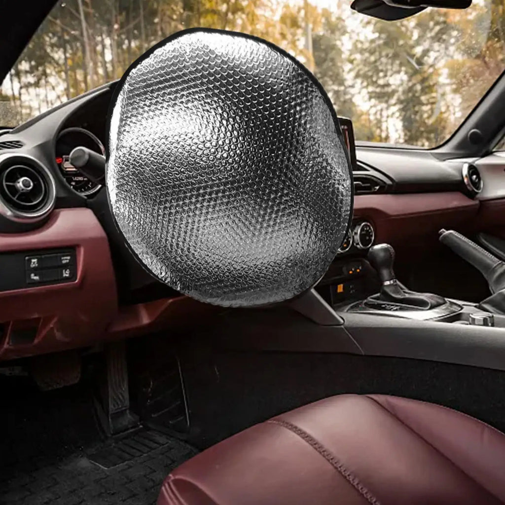 Aluminum Foil Car Steering Wheel Sun Cover | UV Heat Shield
